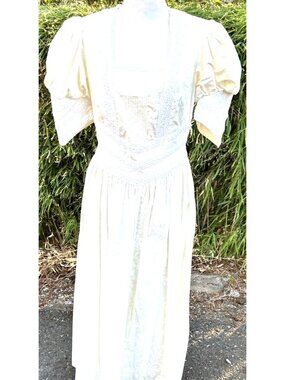 Scott McClintock Dress Sz 14 Ivory White Lined Cotton Wedding Cottagecore NOS
